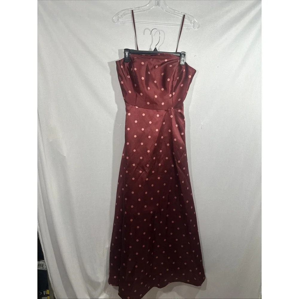 NEW $350 Hutch [ 4 ] Victoria Polka‎ Dot Strapless Gown in Pomegranate Red Q1297